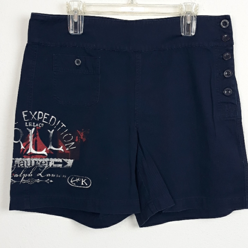 LAUREN NAVY BLUE HIGH RISE LOOSE FITTING SHORTS